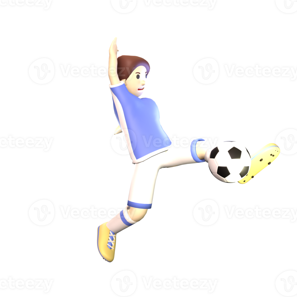 3D man soccer player rendered illustration isolated on the transparent background png