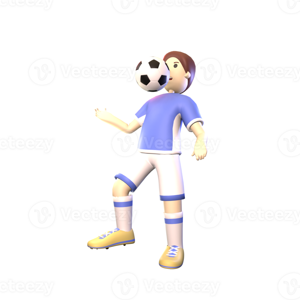 3D man soccer player rendered illustration isolated on the transparent background png