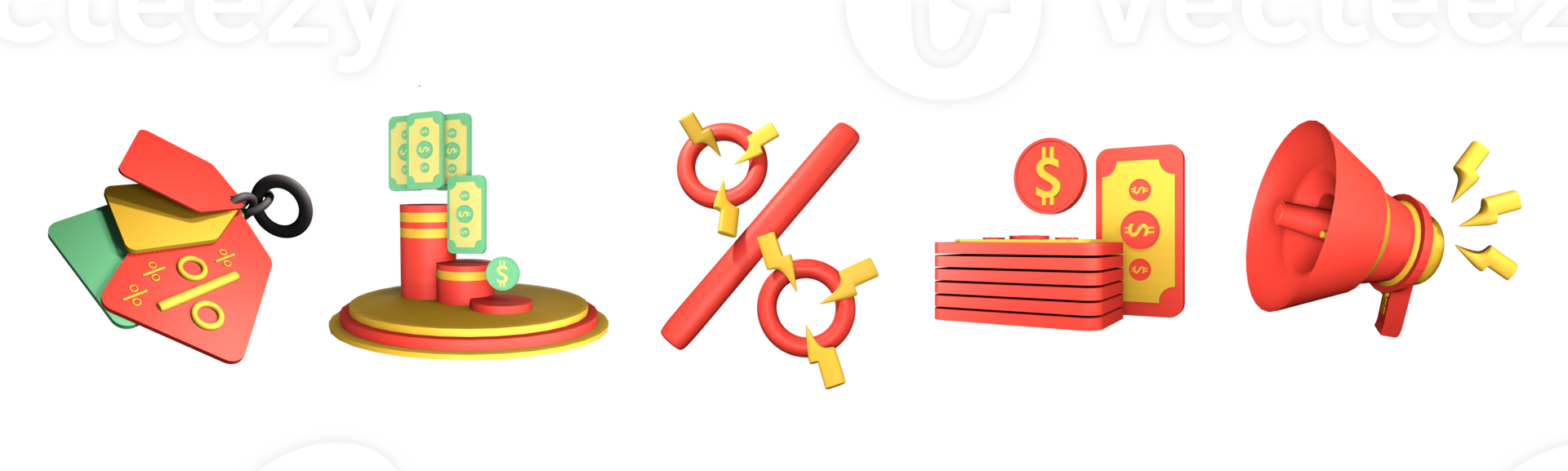 3d ikon återges försäljning samling isolerat på de transparent bakgrund png