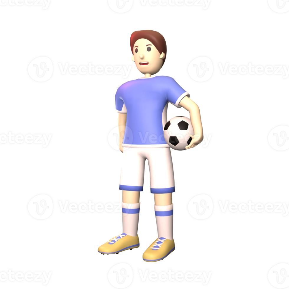 3D man soccer player rendered illustration isolated on the transparent background. Simple and elegant standing soccer player objects for your design. png
