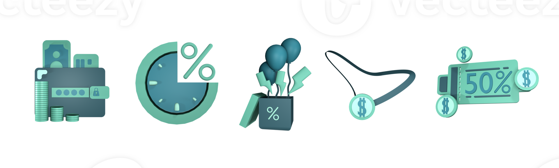 3D icon sale collection rendered isolated on the transparent background png