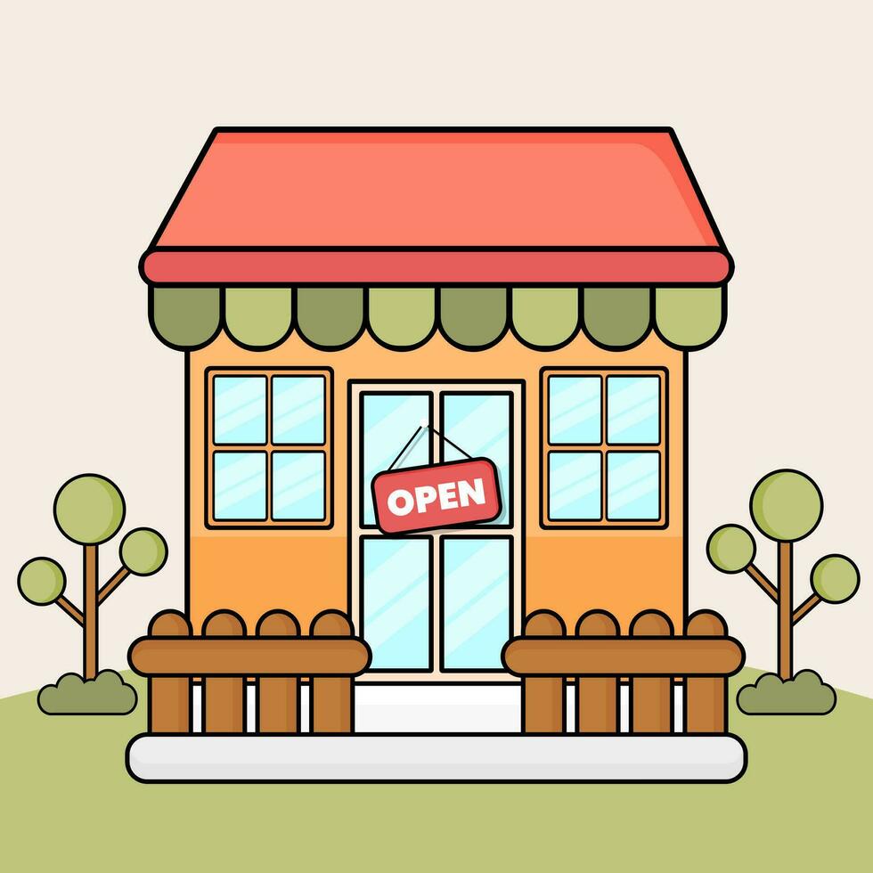 Store Illustrations in Outline Style vector