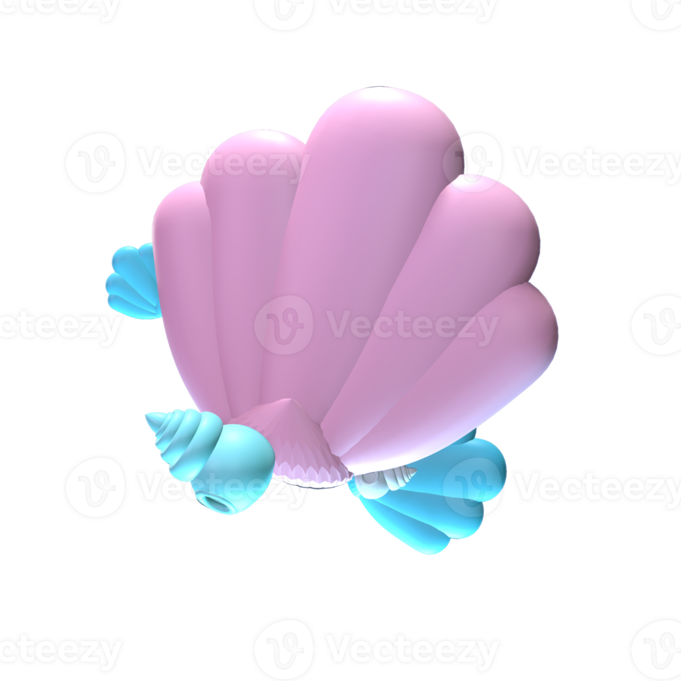 3D summer shell icon rendered isolated on the transparent background. Simple and elegant objects for your design. png