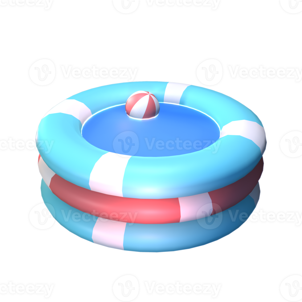 3D summer inflatable pool icon rendered isolated on the transparent background. Simple and elegant objects for your design. png