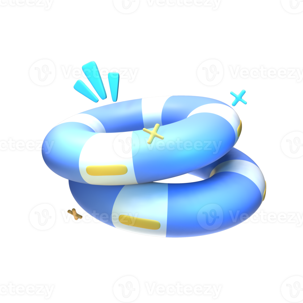 3D summer lifebuoy icon rendered isolated on the transparent background. Simple and elegant objects for your design. png