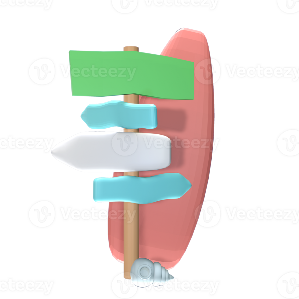 3d zomer strand wegwijzer icoon weergegeven geïsoleerd Aan de transparant achtergrond. gemakkelijk en elegant voorwerpen voor uw ontwerp. png