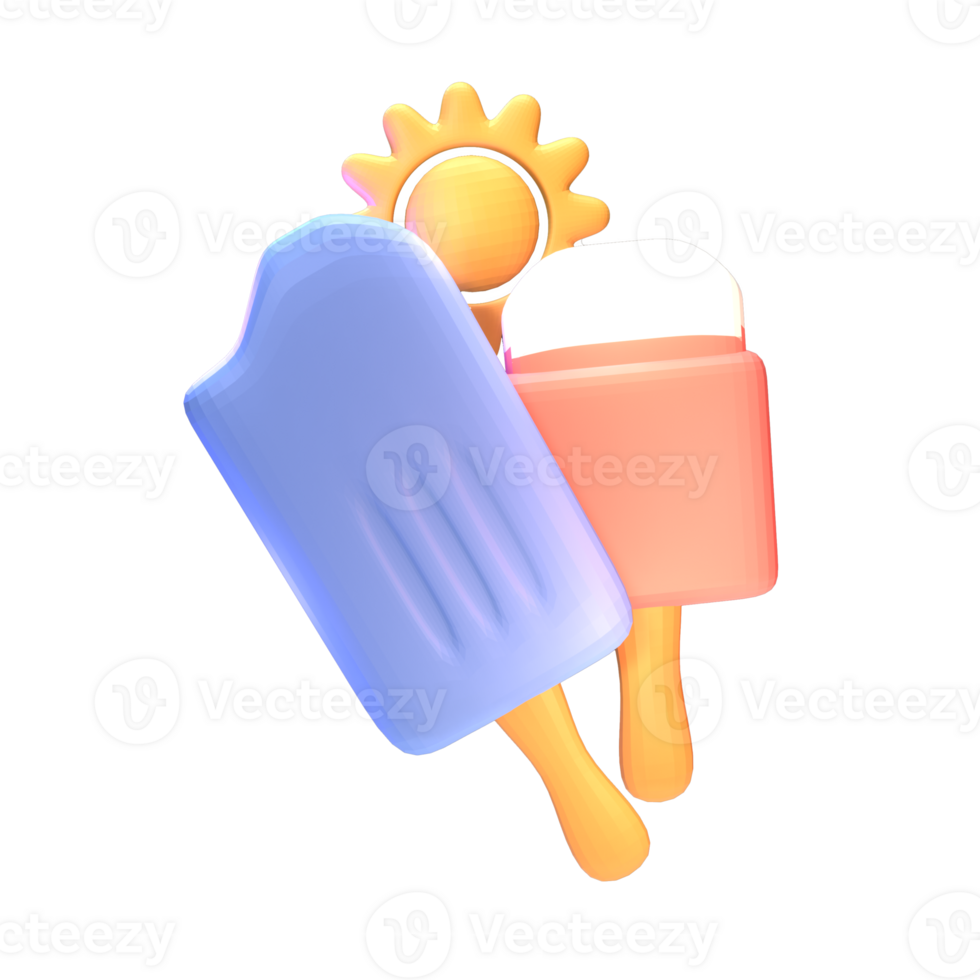 3D summer ice cream icon rendered isolated on the transparent background. Simple and elegant objects for your design. png
