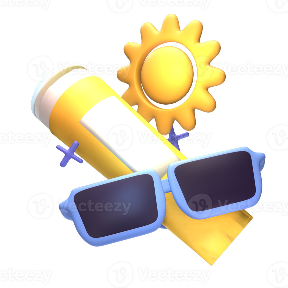 3D summer sunscreen icon rendered isolated on the transparent background. Simple and elegant objects for your design. png