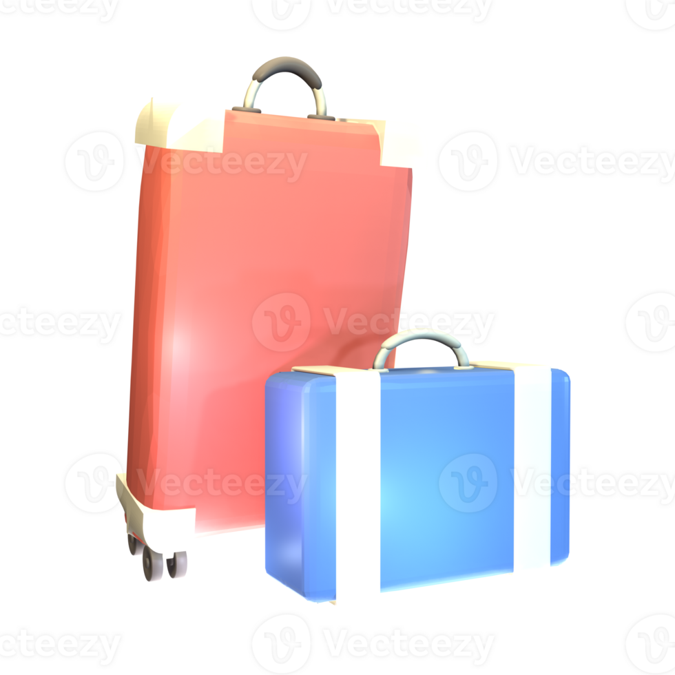 3D summer travel bag icon rendered isolated on the transparent background. Simple and elegant objects for your design. png