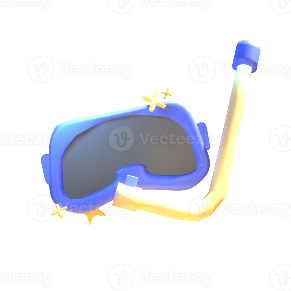 3D summer diving glasses icon rendered isolated on the transparent background. Simple and elegant objects for your design. png