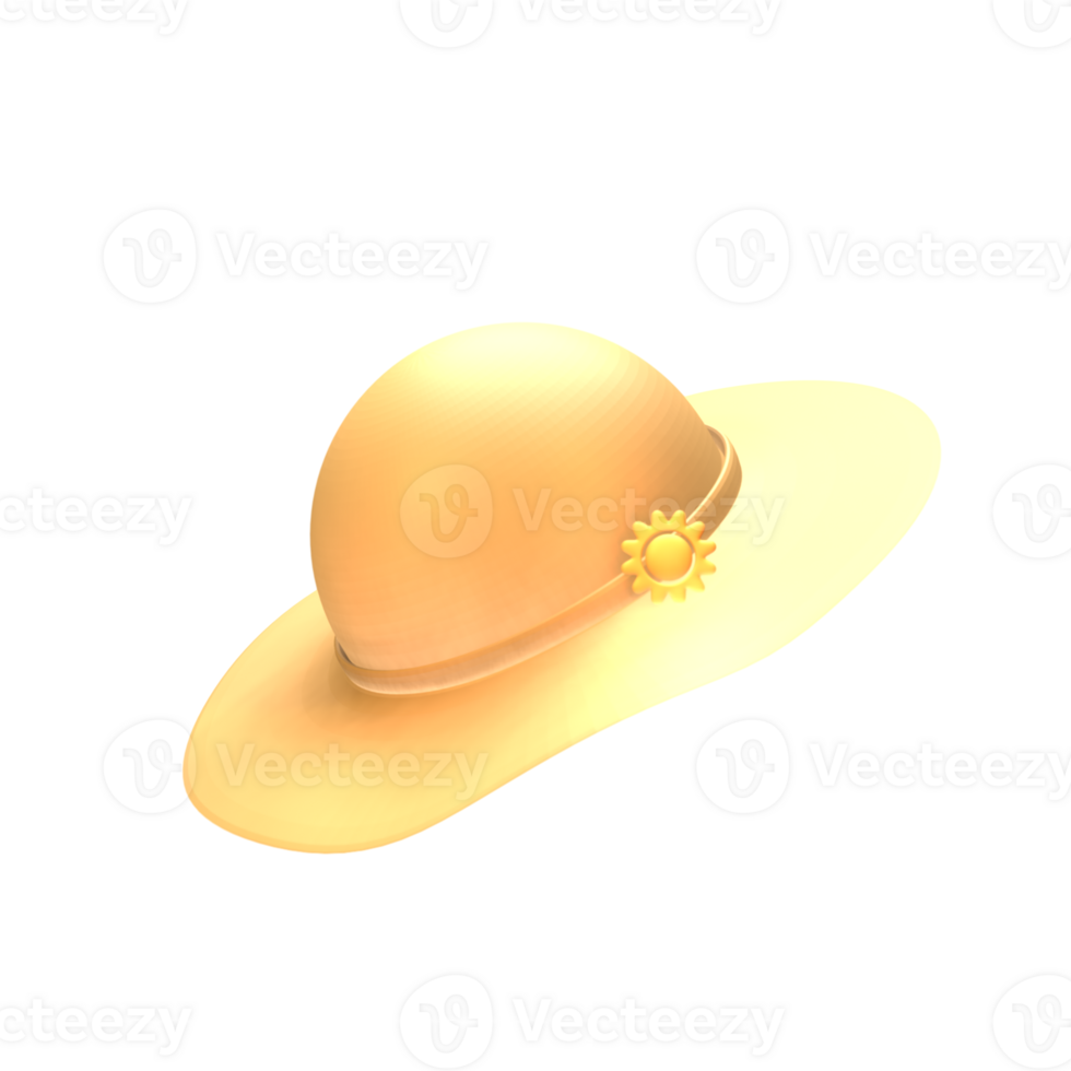 3D summer hat icon rendered isolated on the transparent background. Simple and elegant objects for your design. png