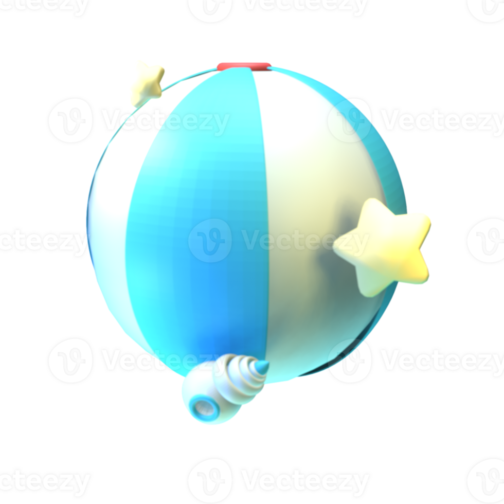 3D summer ball icon rendered isolated on the transparent background. Simple and elegant objects for your design. png