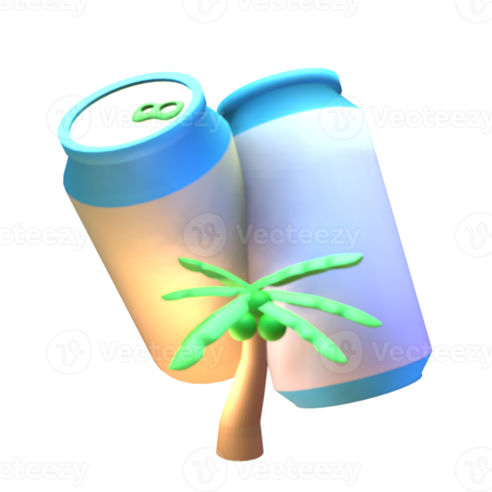 3D summer canned drink icon rendered isolated on the transparent background. Simple and elegant objects for your design. png