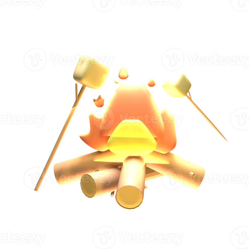 3D fireplace icon summer rendered isolated on the transparent background. Simple and elegant object for your design. png