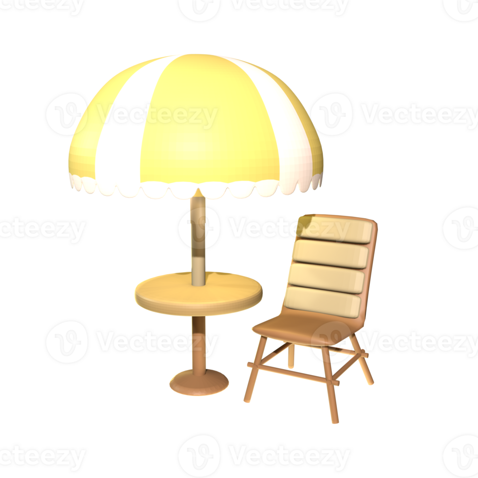 3D beach cafe icon summer rendered isolated on the transparent background. Simple and elegant object for your design. png