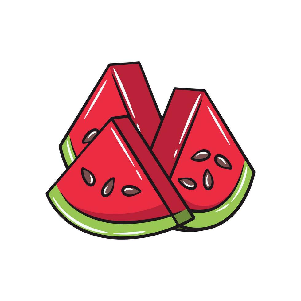 Fresh and juicy watermelon slices vector illustration