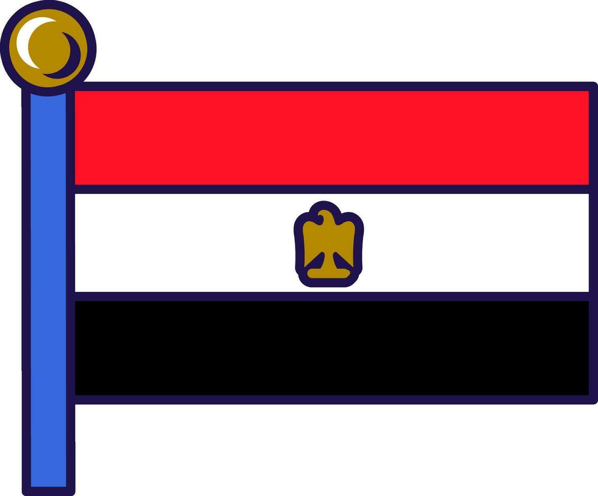 Egipto país civil nación bandera en asta de bandera vector