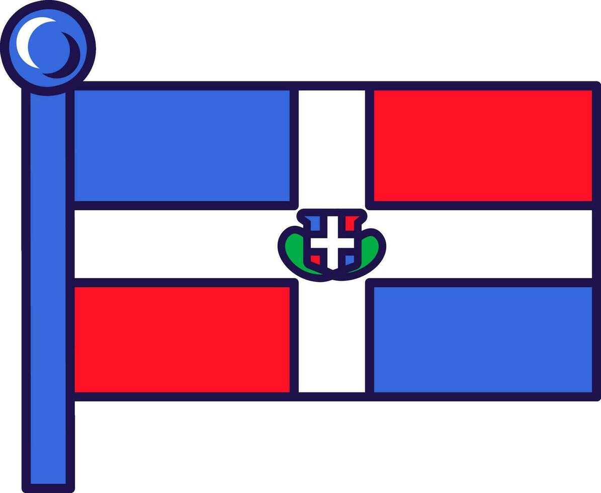 dominicano república nación bandera en asta de bandera vector