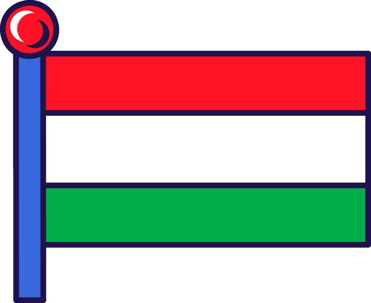 Hungría país nación bandera en asta de bandera vector