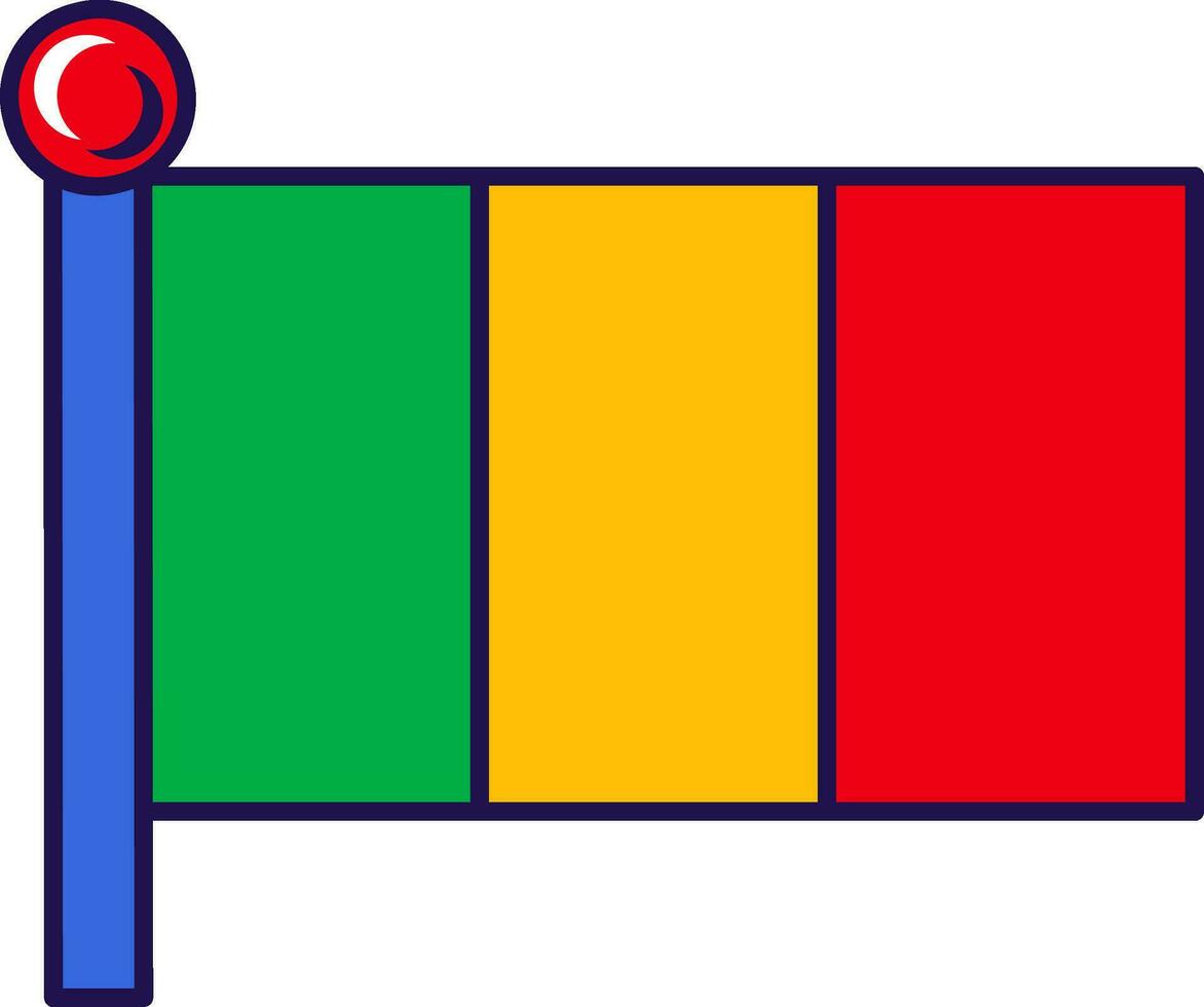 Mali republic national flag on flagpole vector