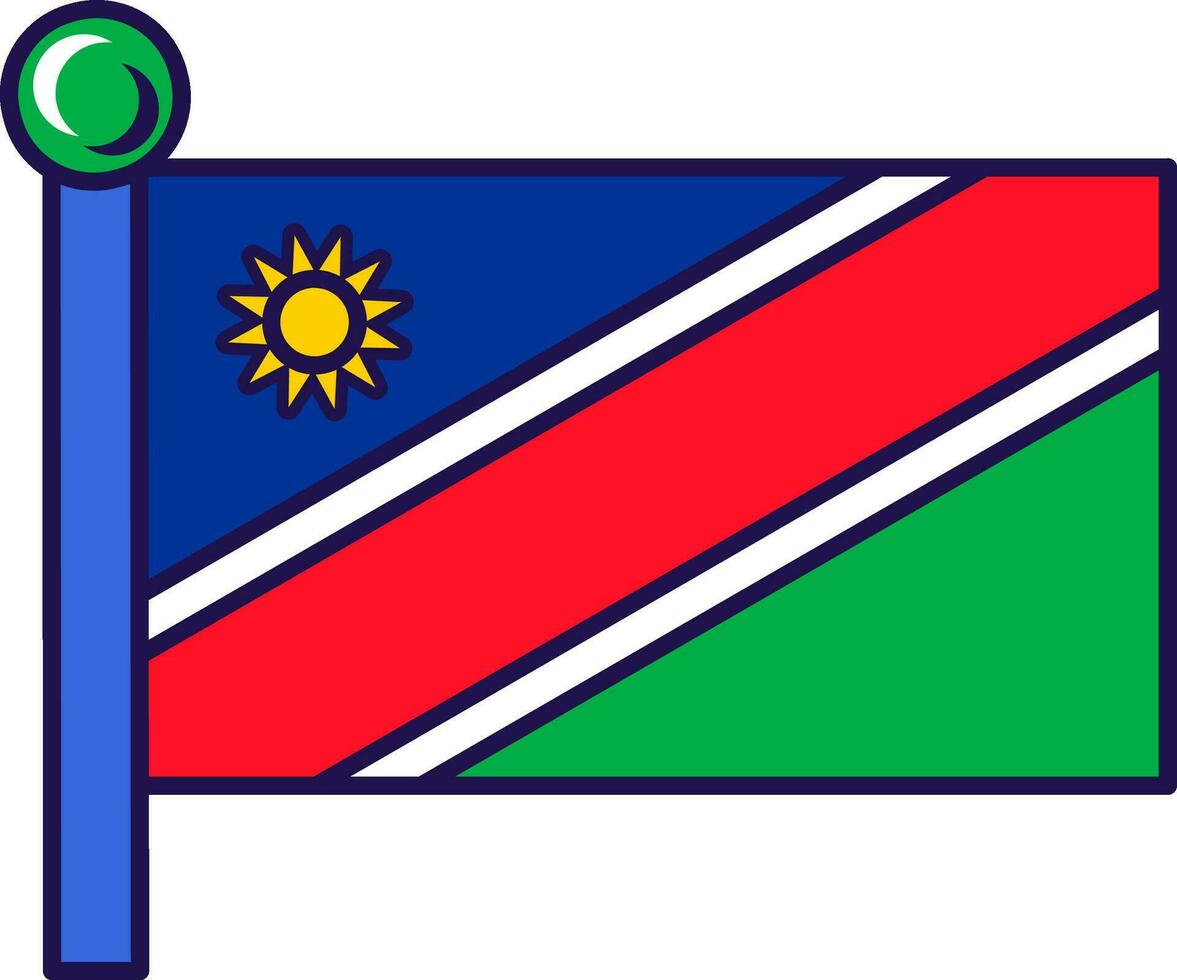 Namibia republic nation flag on flagpole vector