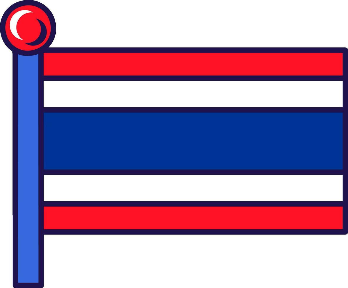 Thailand kingdom nation flag on flagpole vector