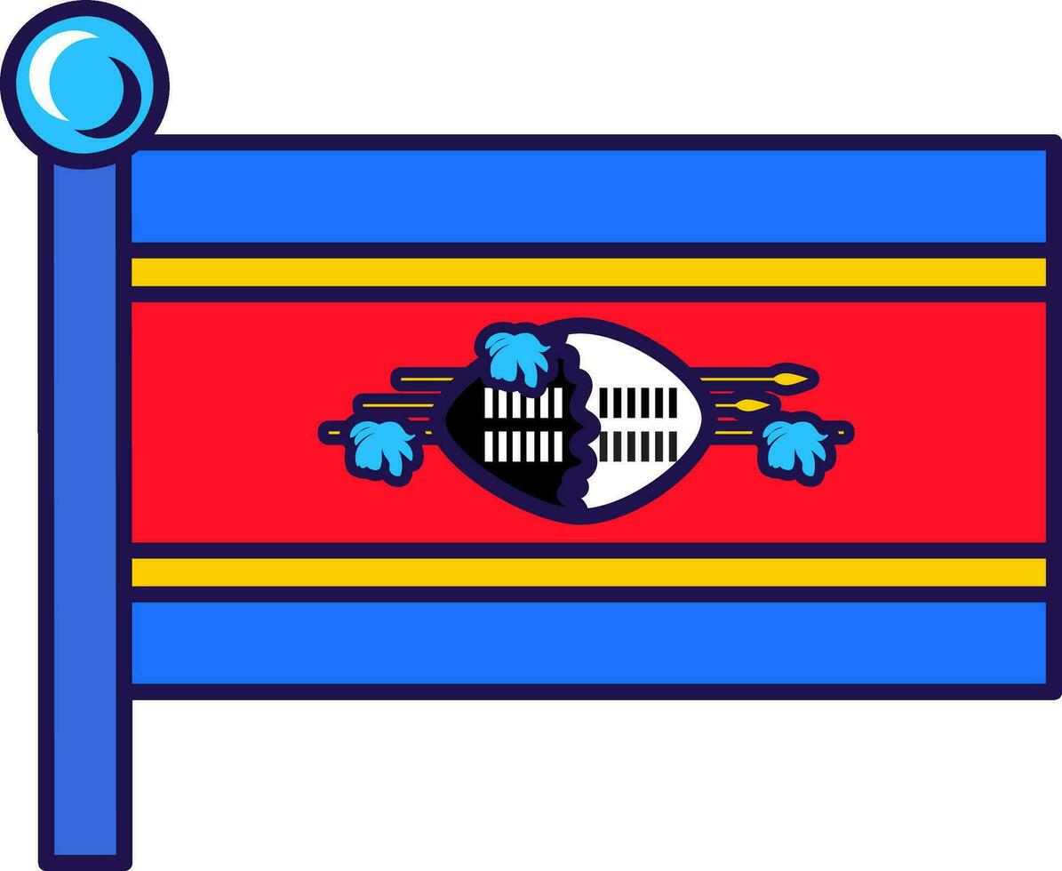 Swaziland country nation flag on flagpole vector