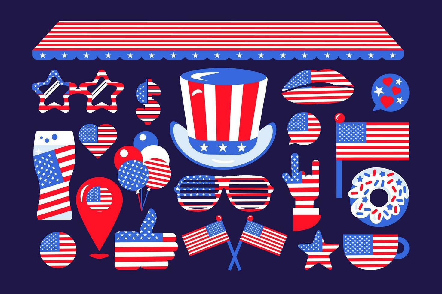 July 4th USA Independence Day Elements Set vector