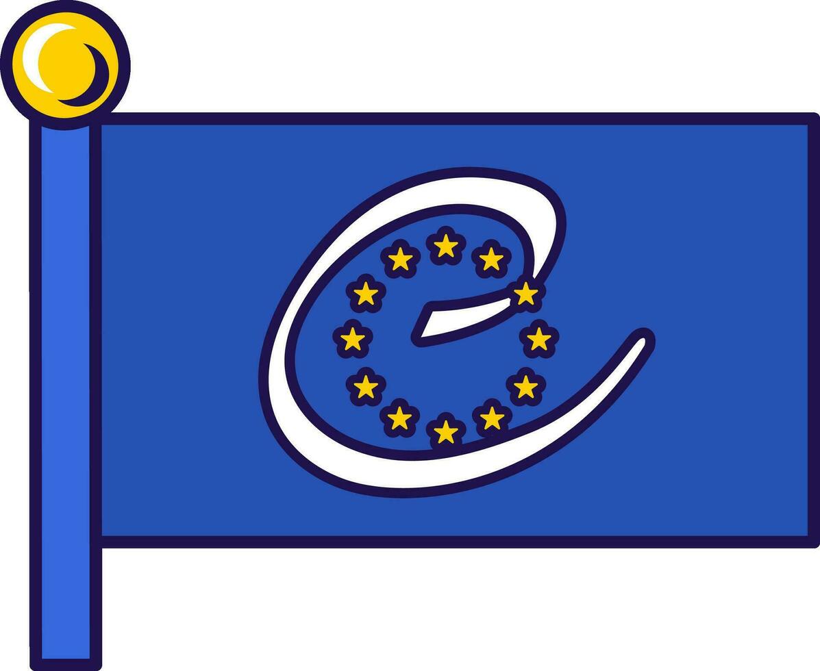 Consejo de Europa oficial bandera en asta de bandera vector