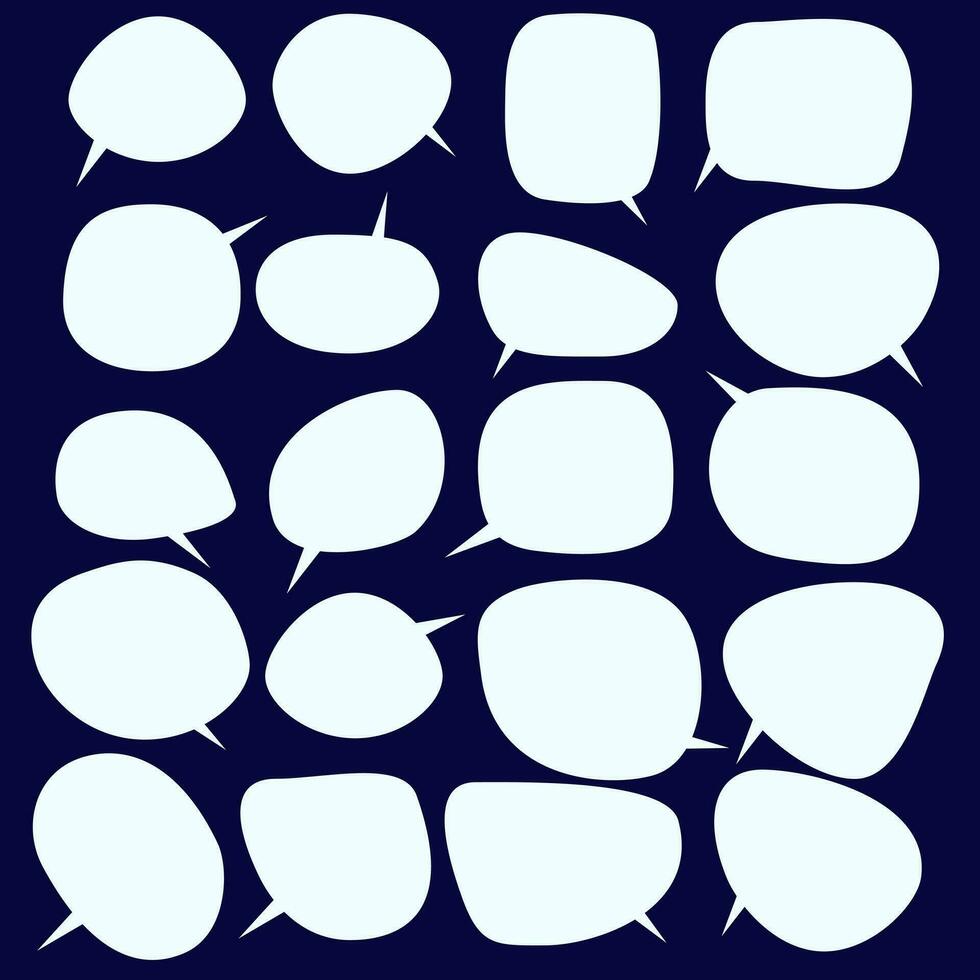 establecer burbujas de discurso sobre fondo blanco. cuadro de chat o vector de chat cuadrado y mensaje de garabato o nube de icono de comunicación que habla de cómics y diálogo de mensaje mínimo