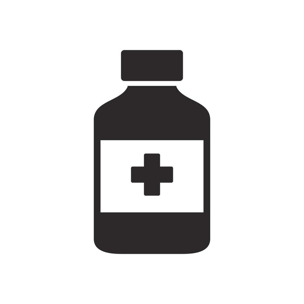Medicine bottle icon. drugs drink symbol. Flat Vector illustration