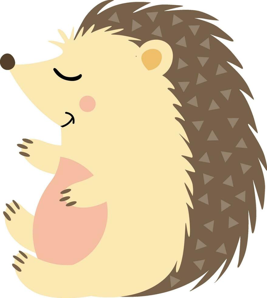 Cute happy brown hedgehog isolated vector