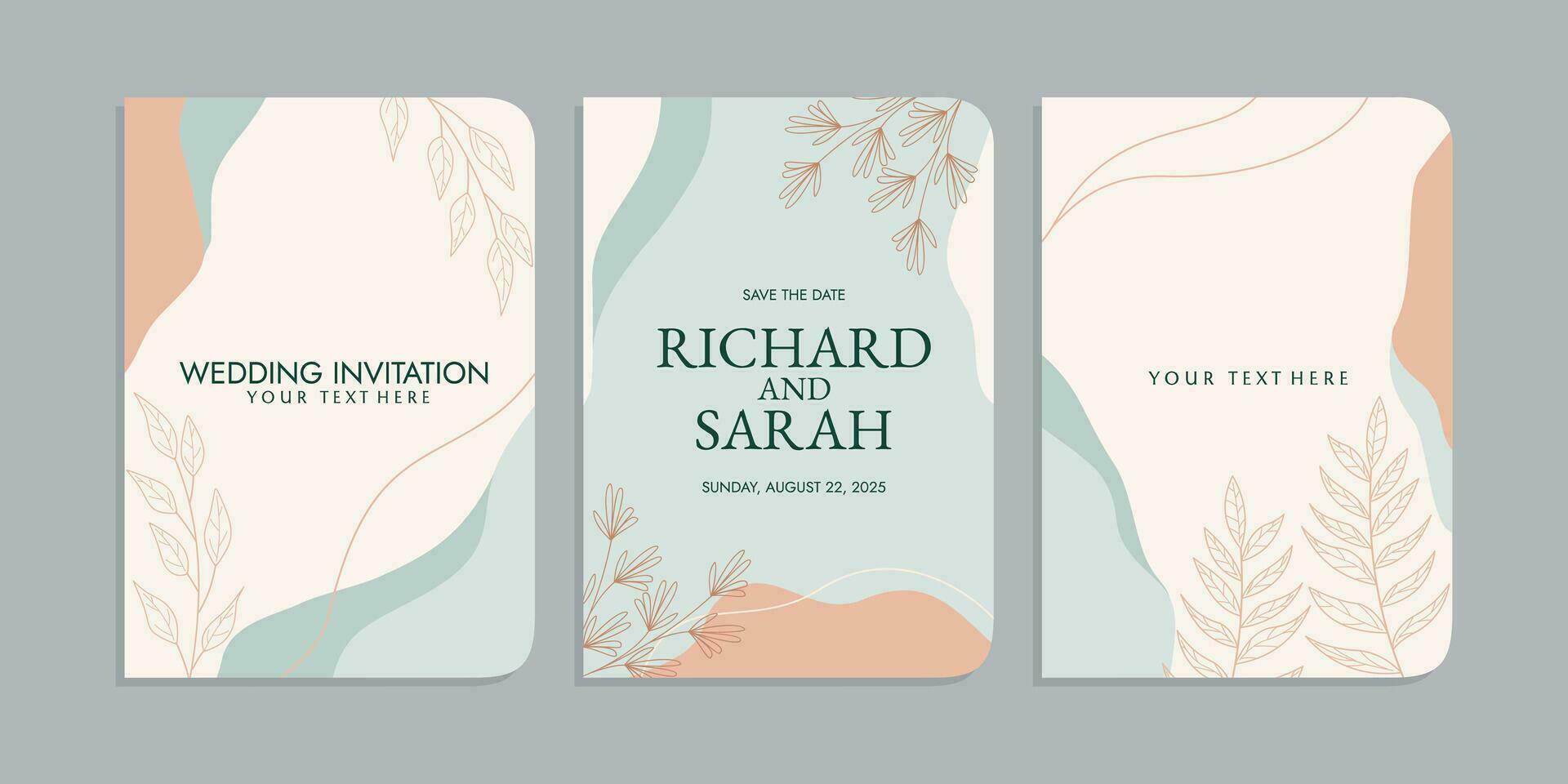 set of invitation cover designs with hand drawn floral decorations. abstract cover background. pastel colors For books, invitations, binders, diaries, planners, brochures, notebooks, catalogs vector