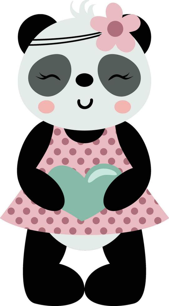 linda panda vistiendo un vestir vector