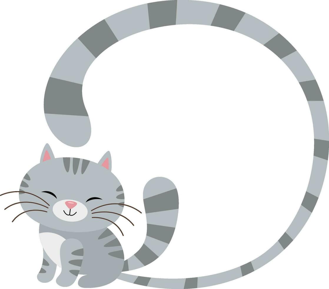 linda contento gris gato redondo marco vector