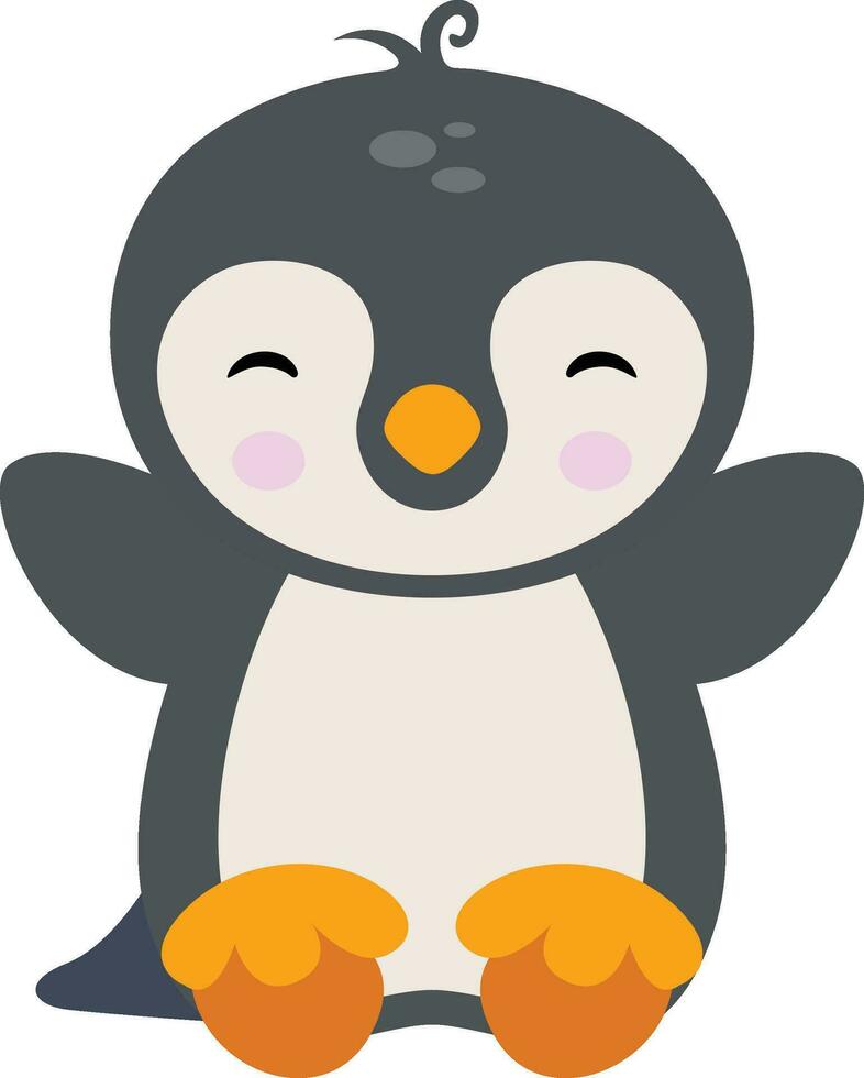 Cute penguin sitting isolated on white vector