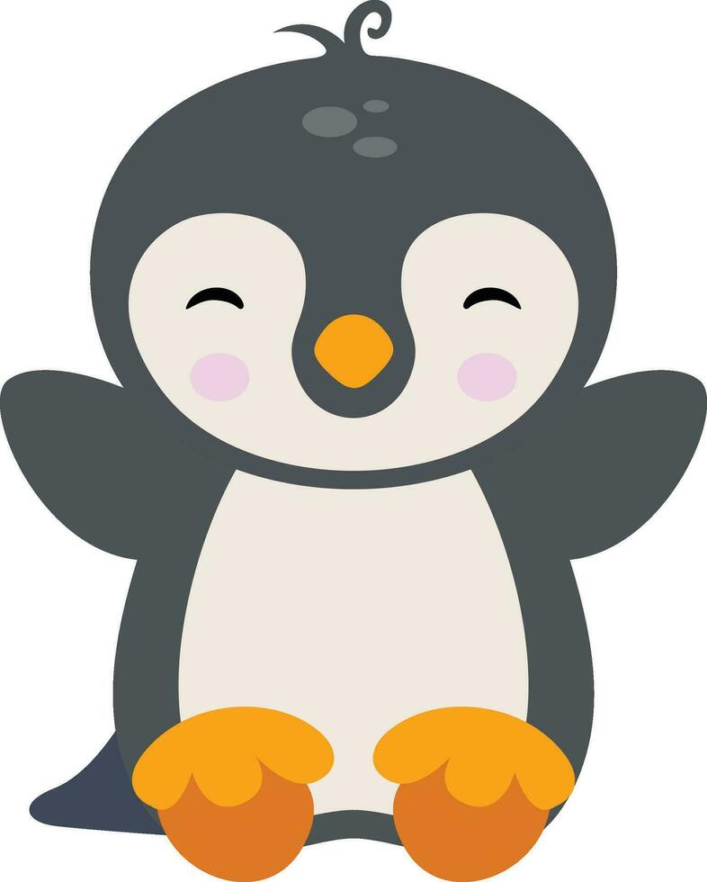 linda pingüino sentado aislado en blanco vector