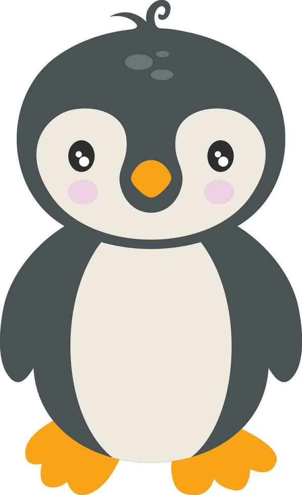 linda pingüino en pie aislado en blanco vector