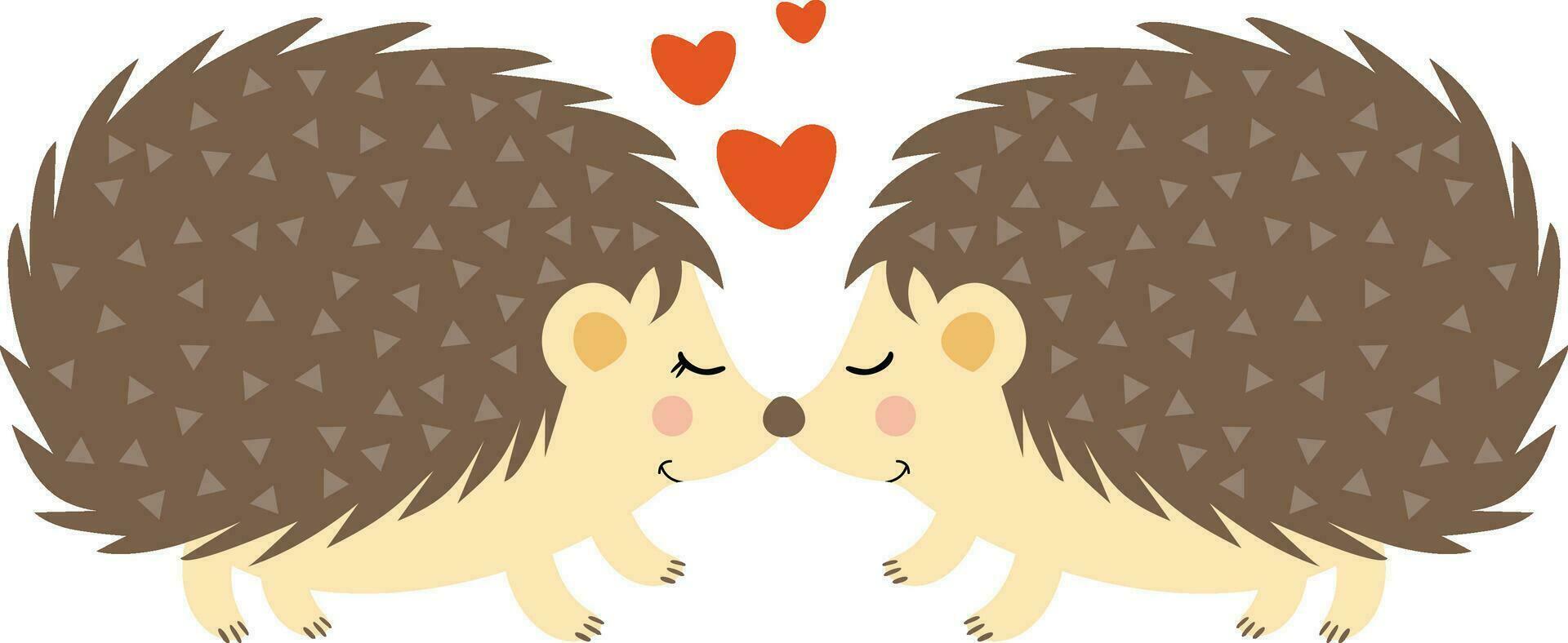 Cute couple of hedgehog in love vector