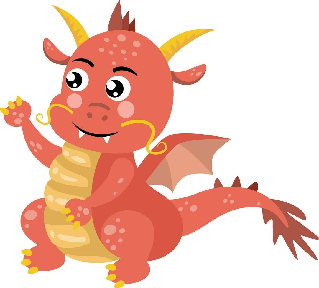 Happy cute dragon isolated on white vector