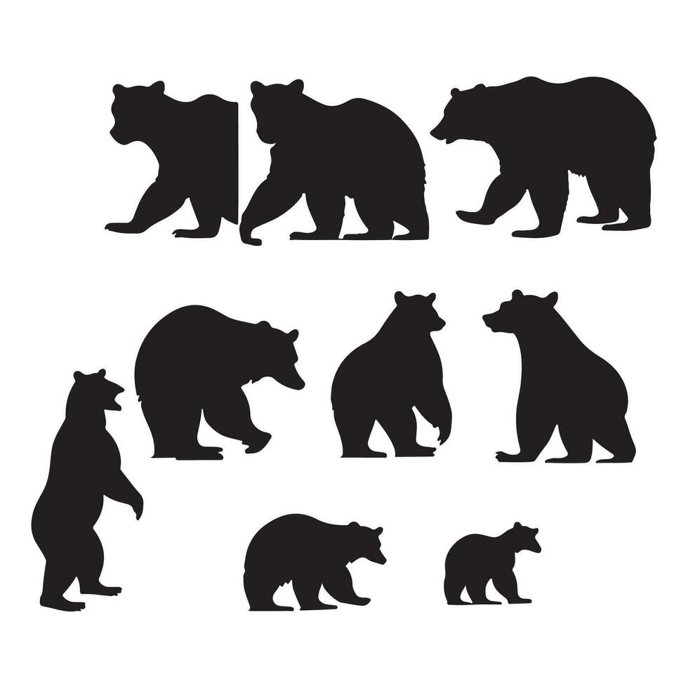 oso haz imprimible vector ilustración, linda oso, jugando oso clipart, silueta, osito de peluche oso ilustración, vector