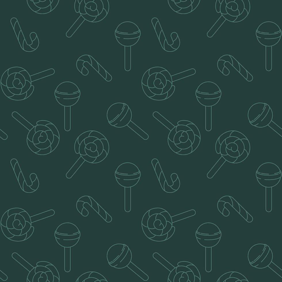 Monochrome Candy and Candy Canes Pattern. Vector Seamless Design. Versatile seamless pattern featuring candy and candy canes on a stick in monochrome colors for wrapping paper and various projects.