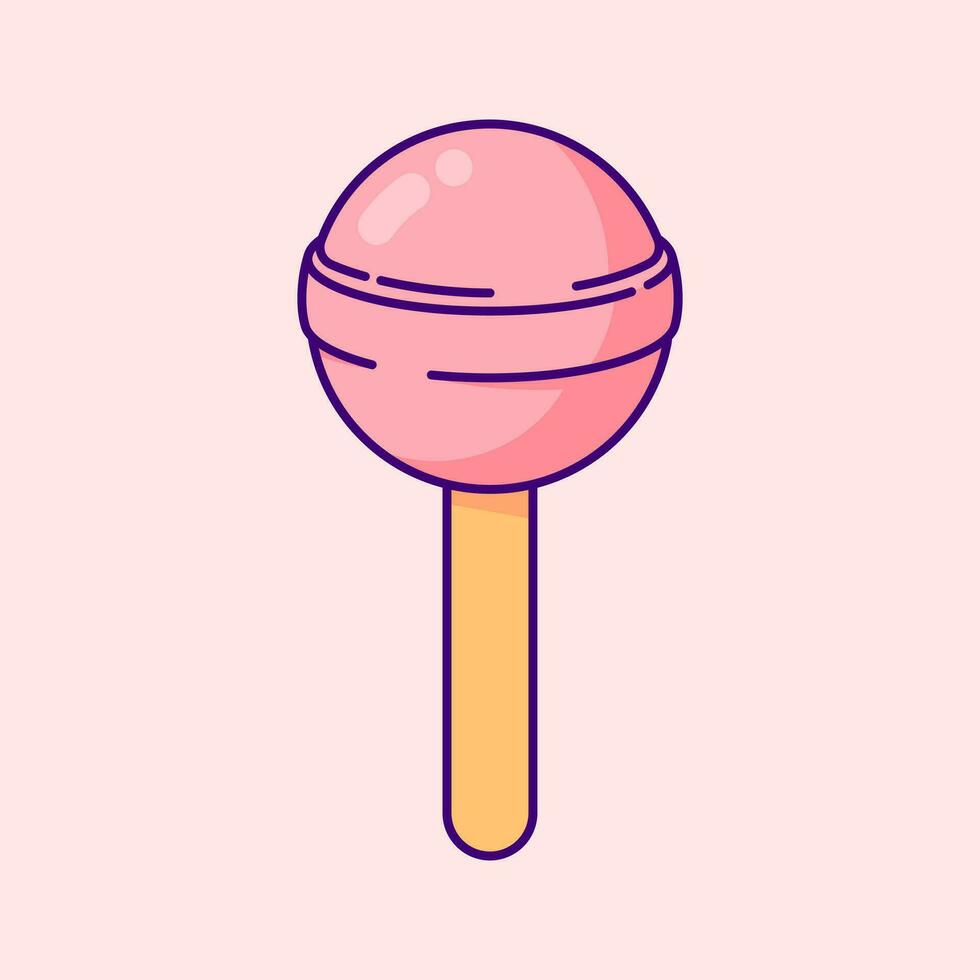 Cute Lollipop on Stick. Vector Clip Art Illustration. Vibrant vector clip art illustration featuring a cute lollipop on a stick in bright colors, capturing the essence of the kawaii style.