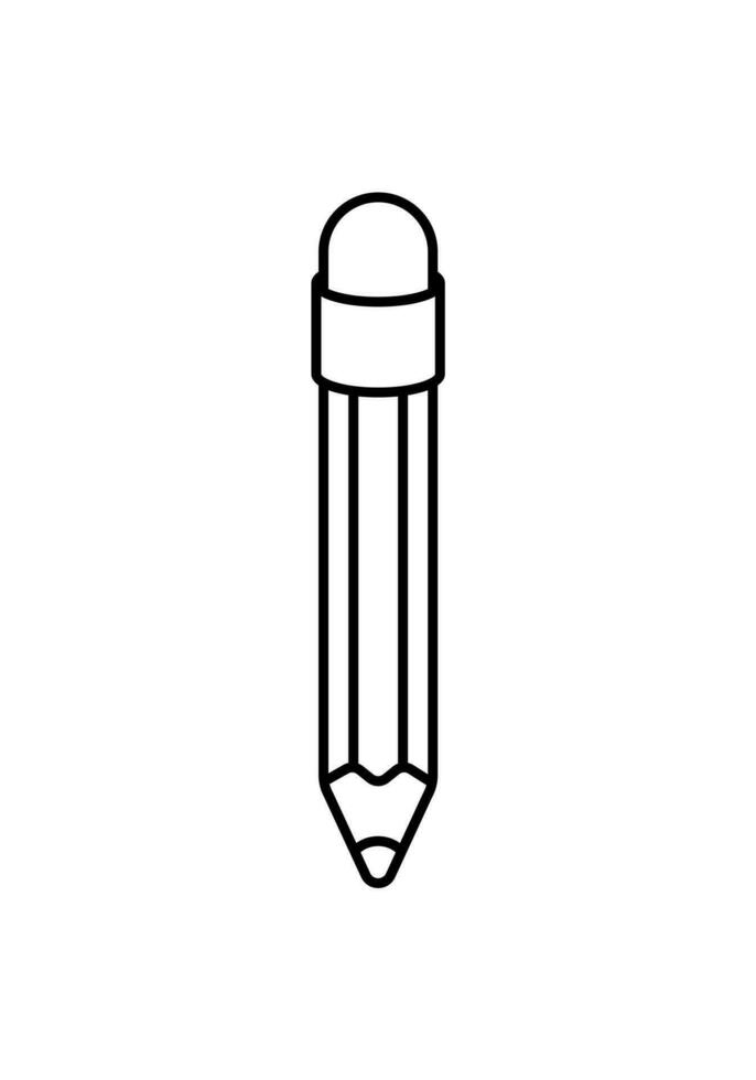 Isolated Pencil Outline Vector Image. Clean and simple vector image featuring the outline of a pencil a black line, isolated for versatile use.