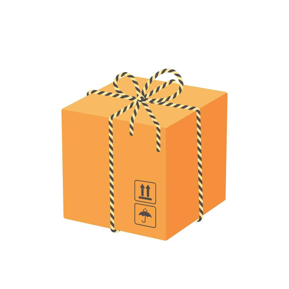 Box Parcel Vector Illustration on Isolated Background. Clean and modern vector illustration of a box parcel, showcased on an isolated background for versatile use.