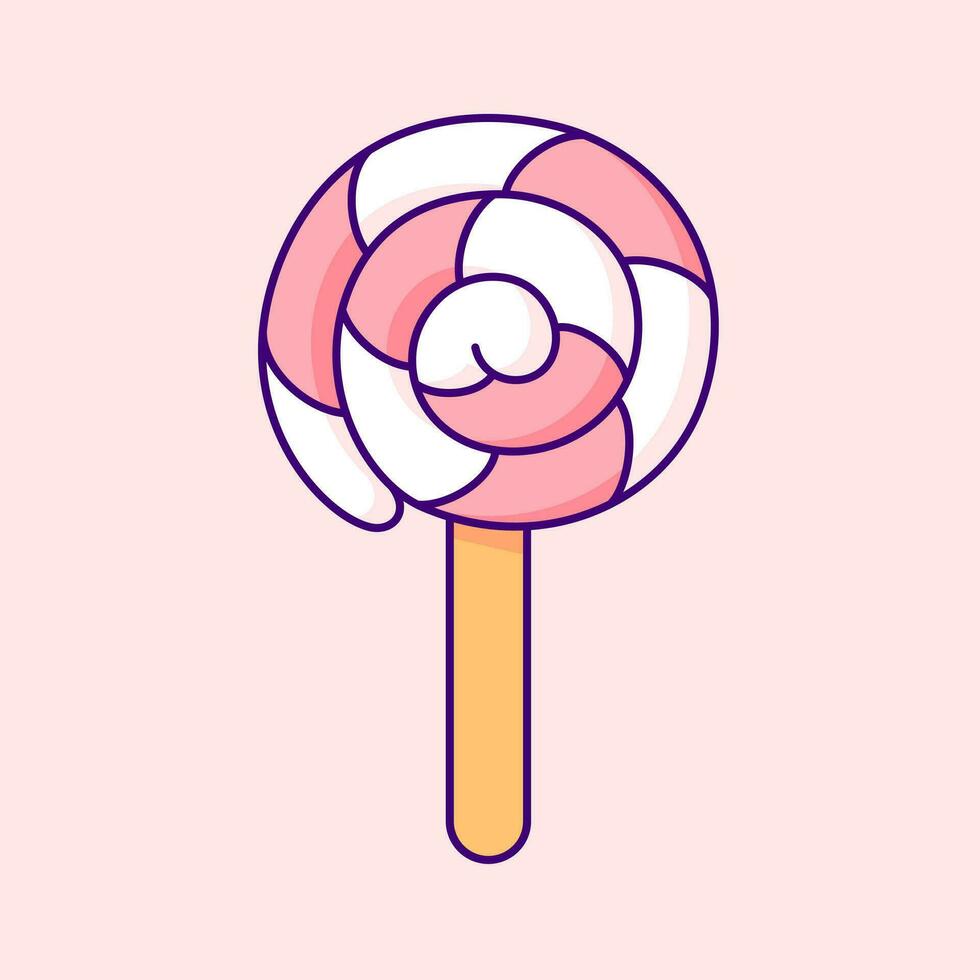 Cute Lollipop on Stick. Vector Clip Art Illustration. Vibrant vector clip art illustration featuring a cute lollipop on a stick in bright colors, capturing the adorable essence of the kawaii style.