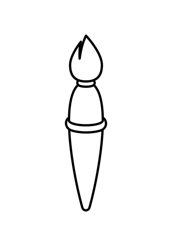 Isolated Paintbrush Outline Vector Image. Clean and simple vector image featuring the outline of a paintbrush with black linework, isolated for versatile use.