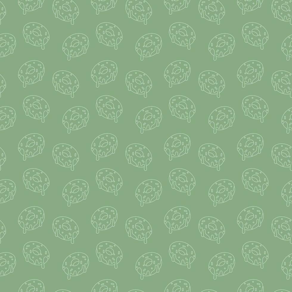 Monochrome Donuts Line Art Pattern. Vector Seamless Design. Versatile vector seamless pattern depicting lineart of donuts in monochrome colors for creating stylish wrapping paper and various projects.