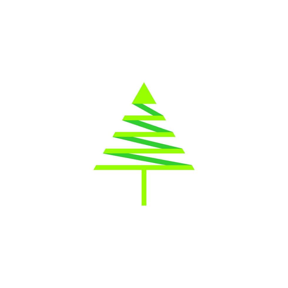 verde pino árbol triángulo cinta flecha logo vector