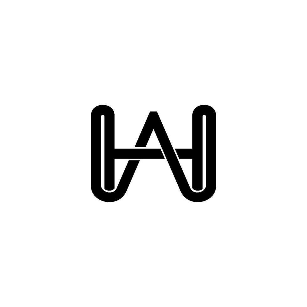 letter wh simple linked geometric line logo vector